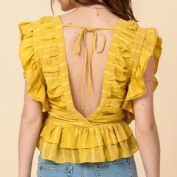 Backless Ruffle Blouse - Picture 2 of 3